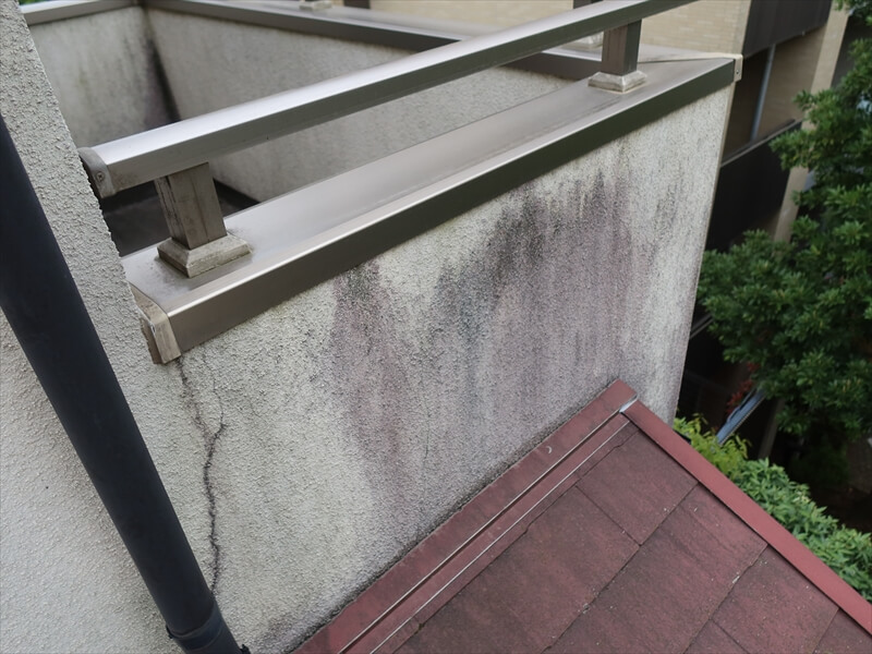 日当たりの悪い部分は雨水で湿気やすく、汚れがつきやすくなります。